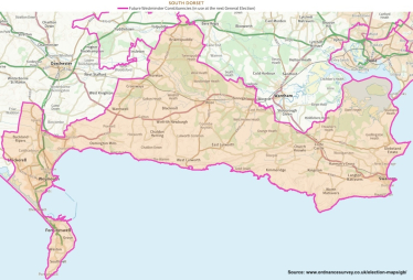South Dorset Constituency boundary at GE2024